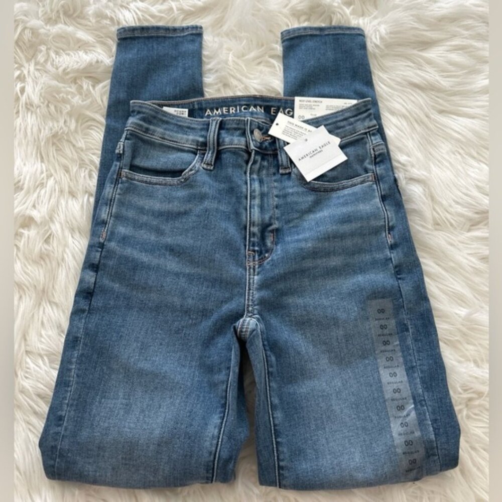 NWT Skinny American Eagle Outfitters High Rise Blue Jeans 00